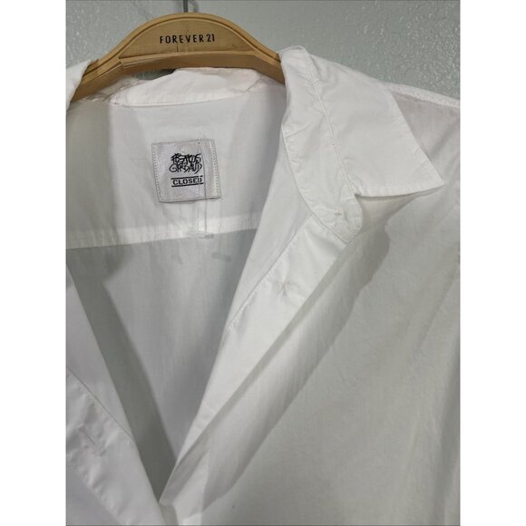 Francois Girbaud Closed Vtg Button Up Womens S White Collared Hi Lo Hem 80s 90s - Picture 2 of 6